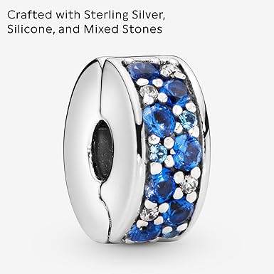 Amazon | PANDORA Jewelry ブルーパヴェクリップ クリスタルと